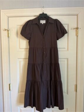 Brochu Walker Tiered Button-Front Midi Dress - Dark Brown